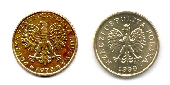 Old coin and new coin